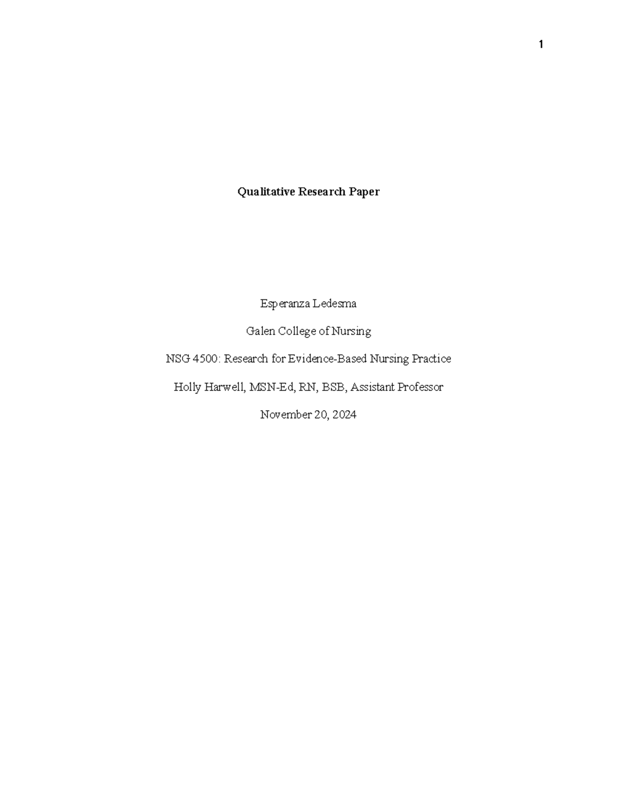 Qualitative Paper-EL - Qualitative Research Paper Esperanza Ledesma ...