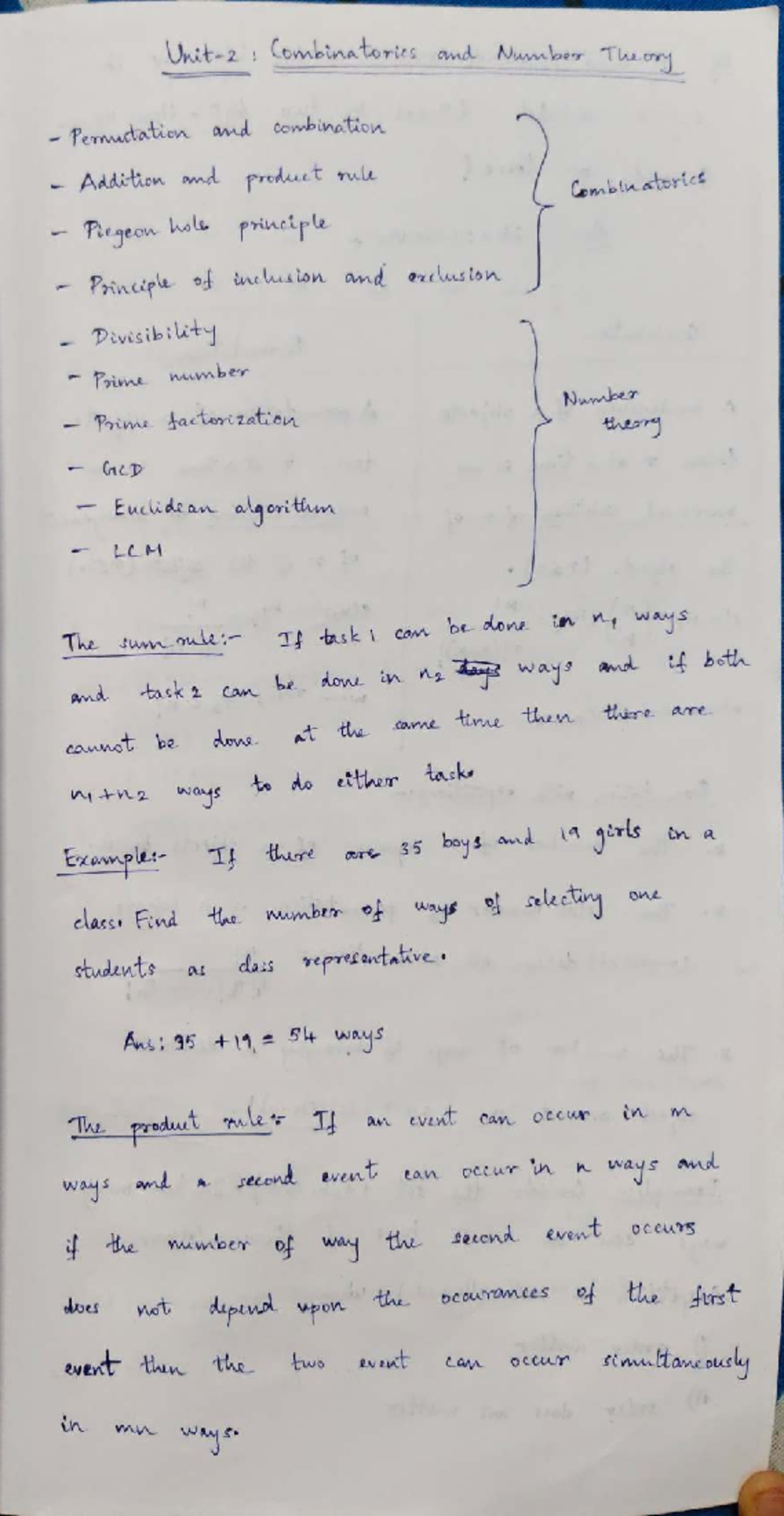 DM Unit 2: Combinatorics and Number Theory Concepts - Studocu
