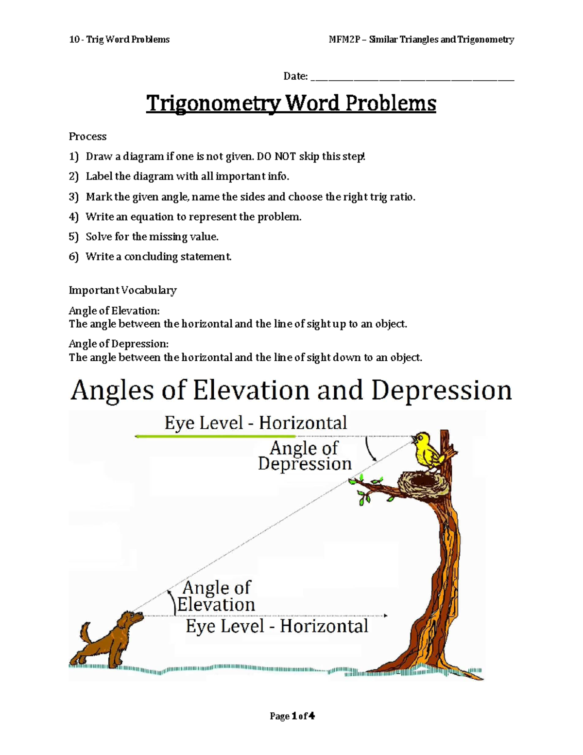 10 Trig Word Problems MFM2P: Similar Triangles & Trigonometry - Studocu