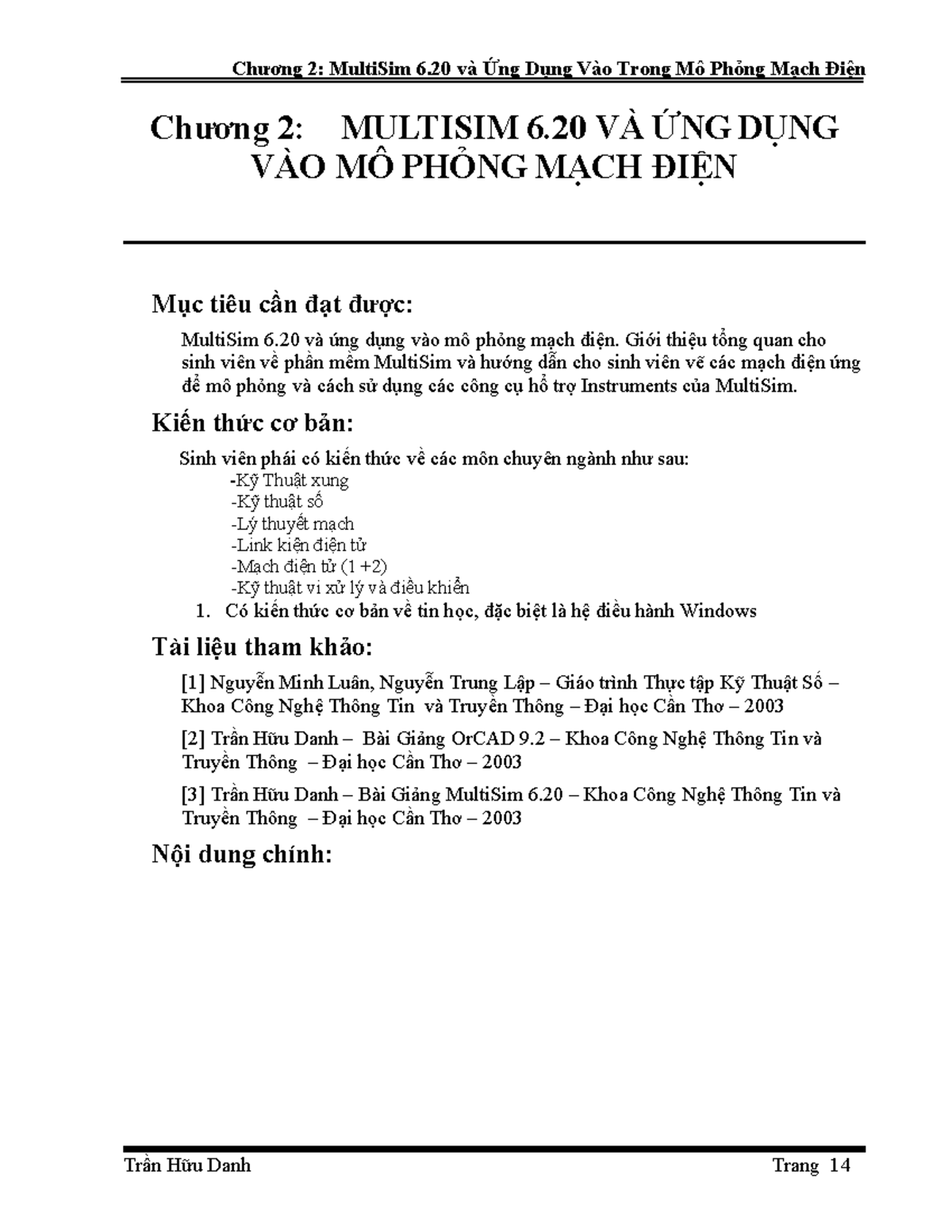 multisium hihihihi - Chương 2: MULTISIM 6 VÀ ӬNG DӨNG VÀO MÔ PHӒNG MҤCH ...
