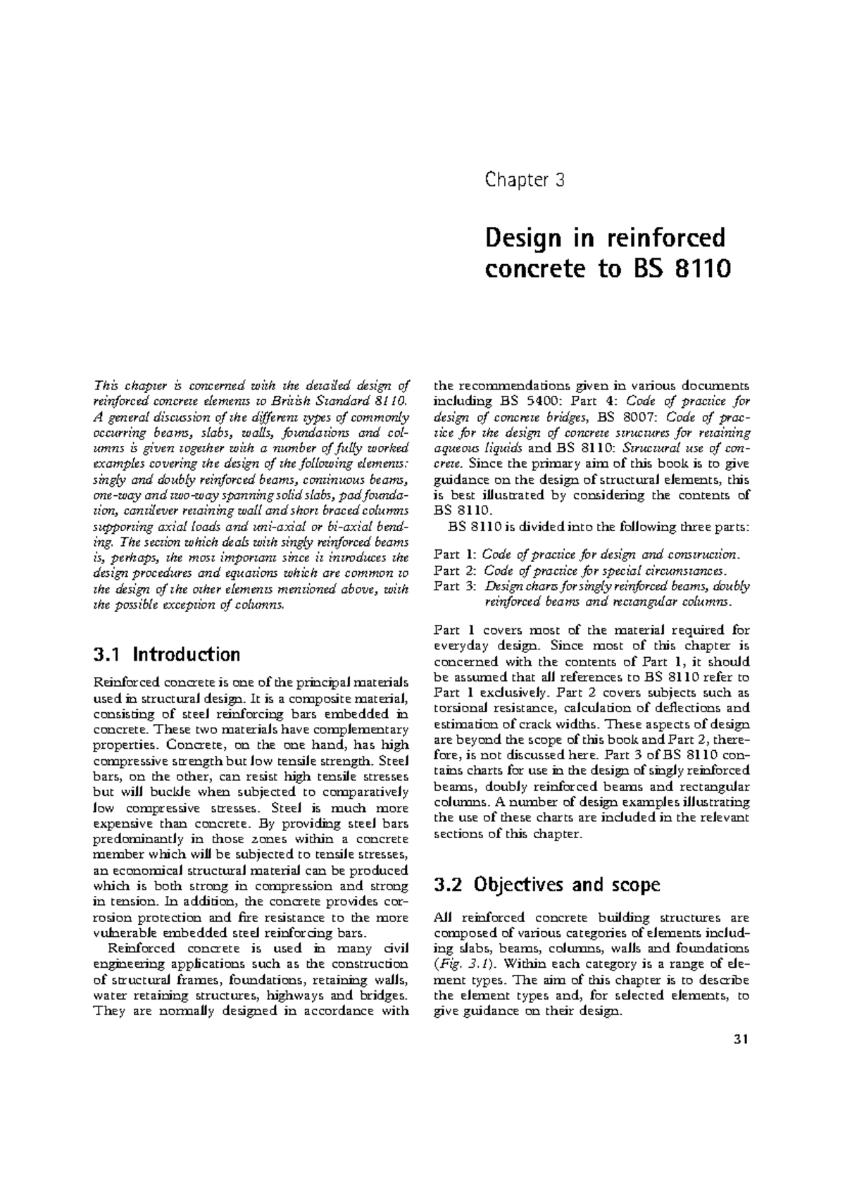 Chapter 3: Design of Reinforced Concrete Elements to BS 8110 - Studocu