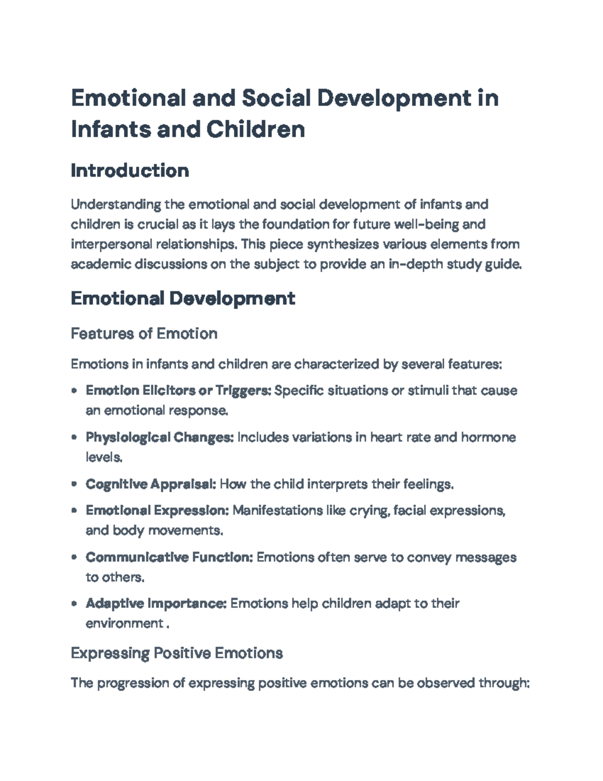 Emotional and Social Development in Infants and Children: A Study Guide ...