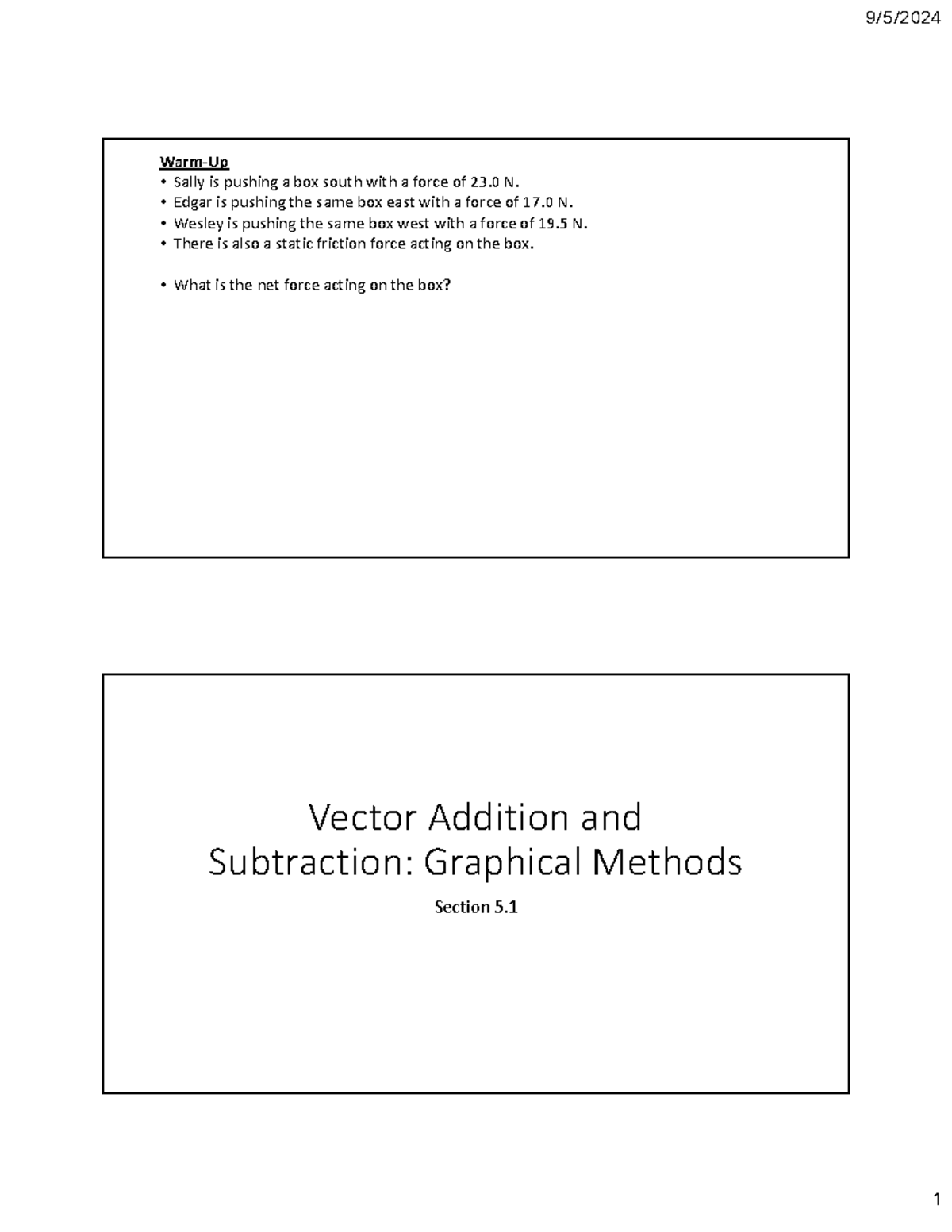 5.1 Power Point - Vector Addition and Subtraction - Graphical Methods ...