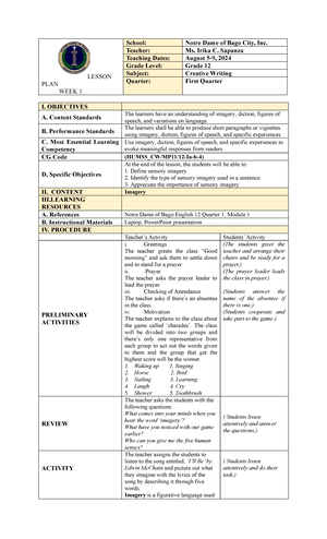 CNF-Week 1&2 - Lesson Plan in Creative Writing - LESSON PLAN WEEK 1 ...
