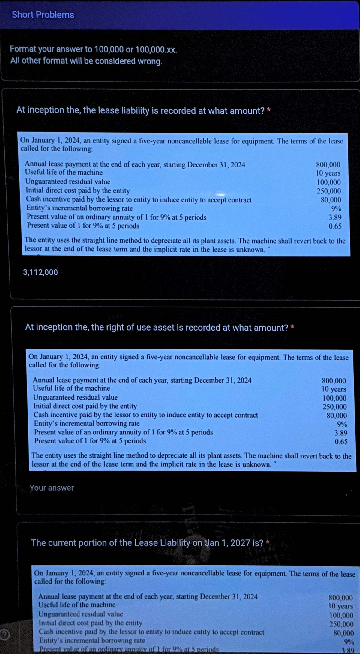 Lease Accounting Short Problems (Course Code: KO3) - Studocu