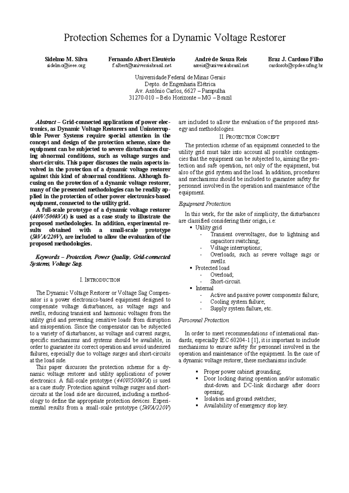 Protection Schemes for Dynamic Voltage Restorers (DVR) - Case Study and ...