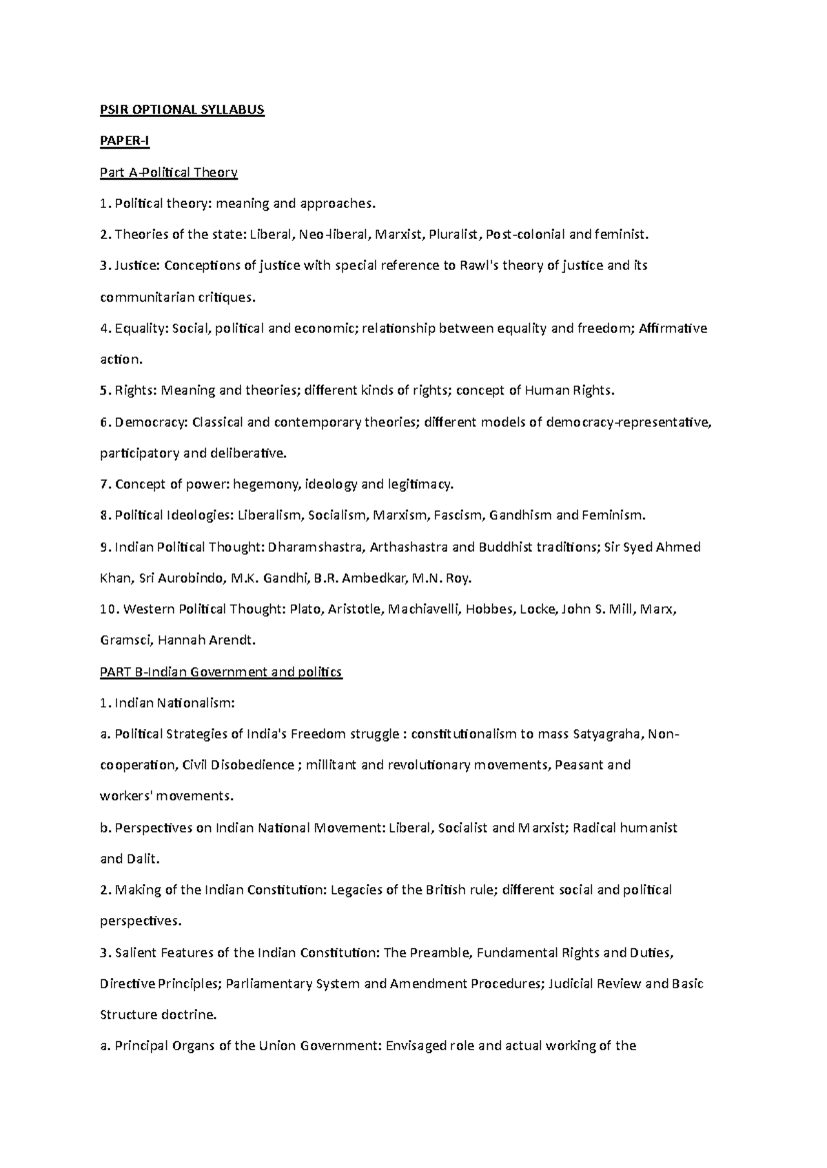 PSIR Optional Syllabus: Political Theory, Government & Comparative ...
