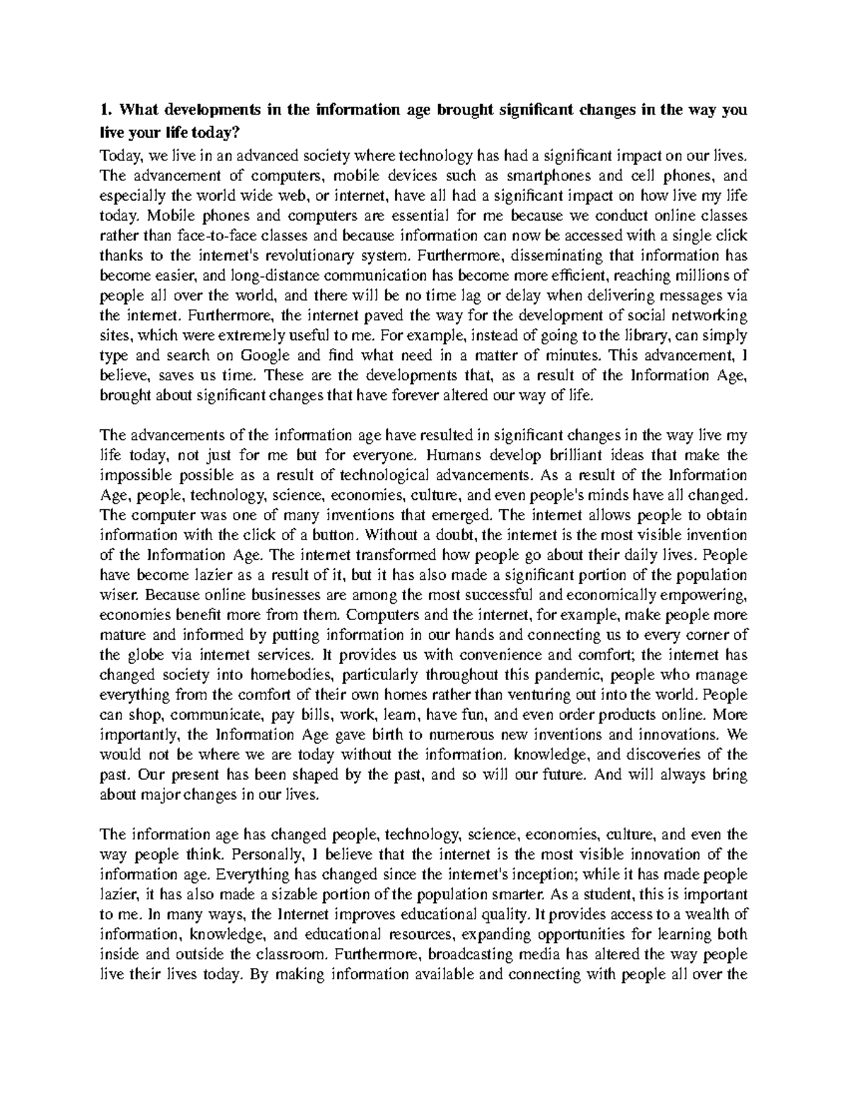 Technological Transformations in the Information Age: Impact on Life ...
