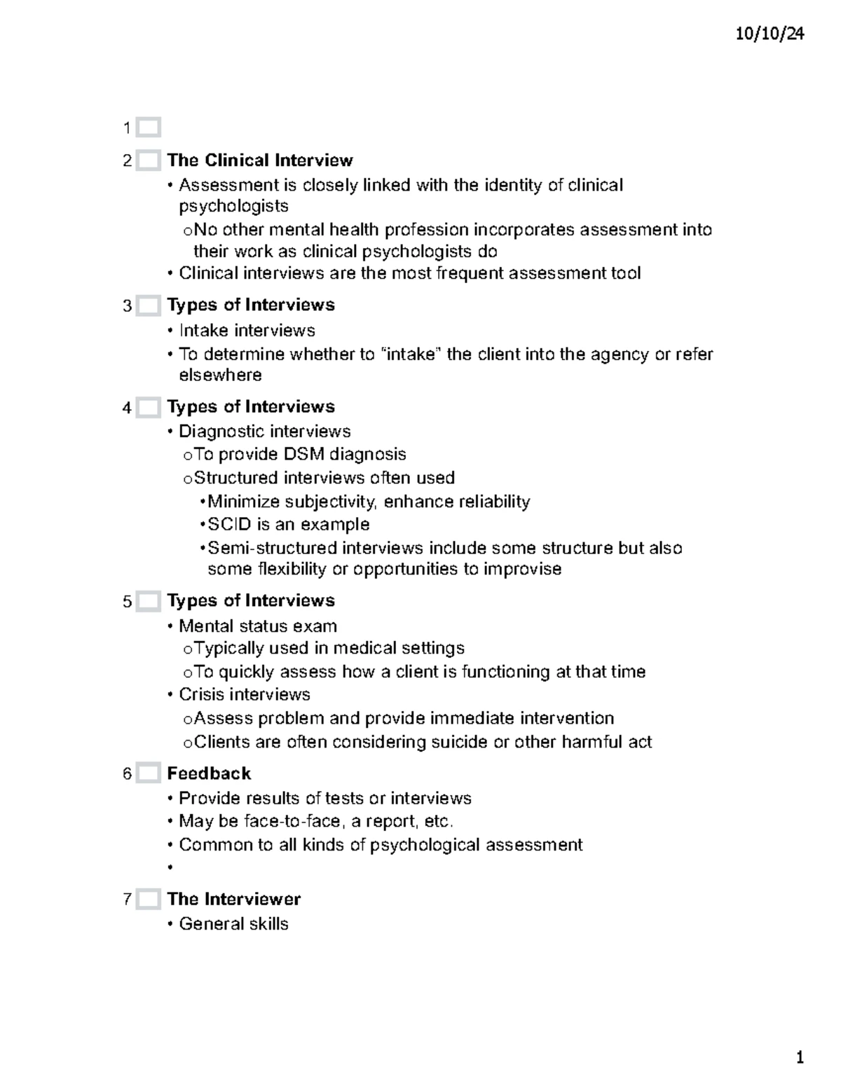 Chapter 8: Clinical Interview Techniques - PowerPoint Notes - Studocu