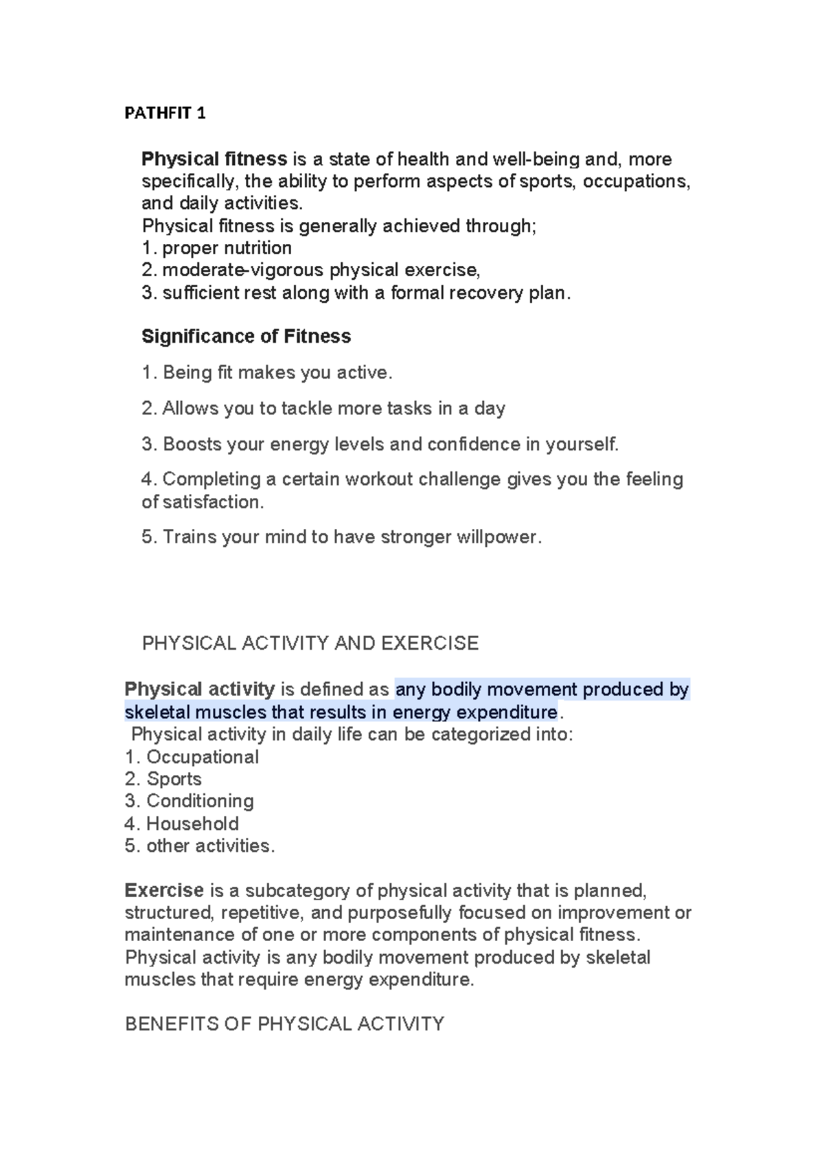 PATHFIT 1 Physical Fitness: Benefits, Types, and Wellness Strategies ...