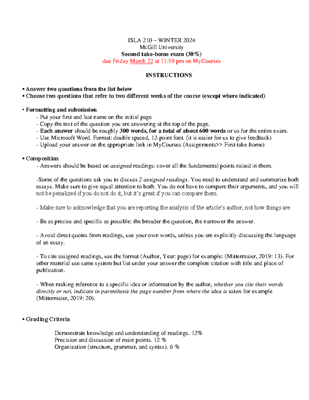 ISLA 210 Winter 2024 Midterm Exam Instructions and Guidelines - Studocu