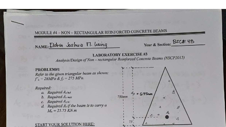 LAB - Nonrectangular Reinforced Concrete Beams (NSCP2015) - Document Preview