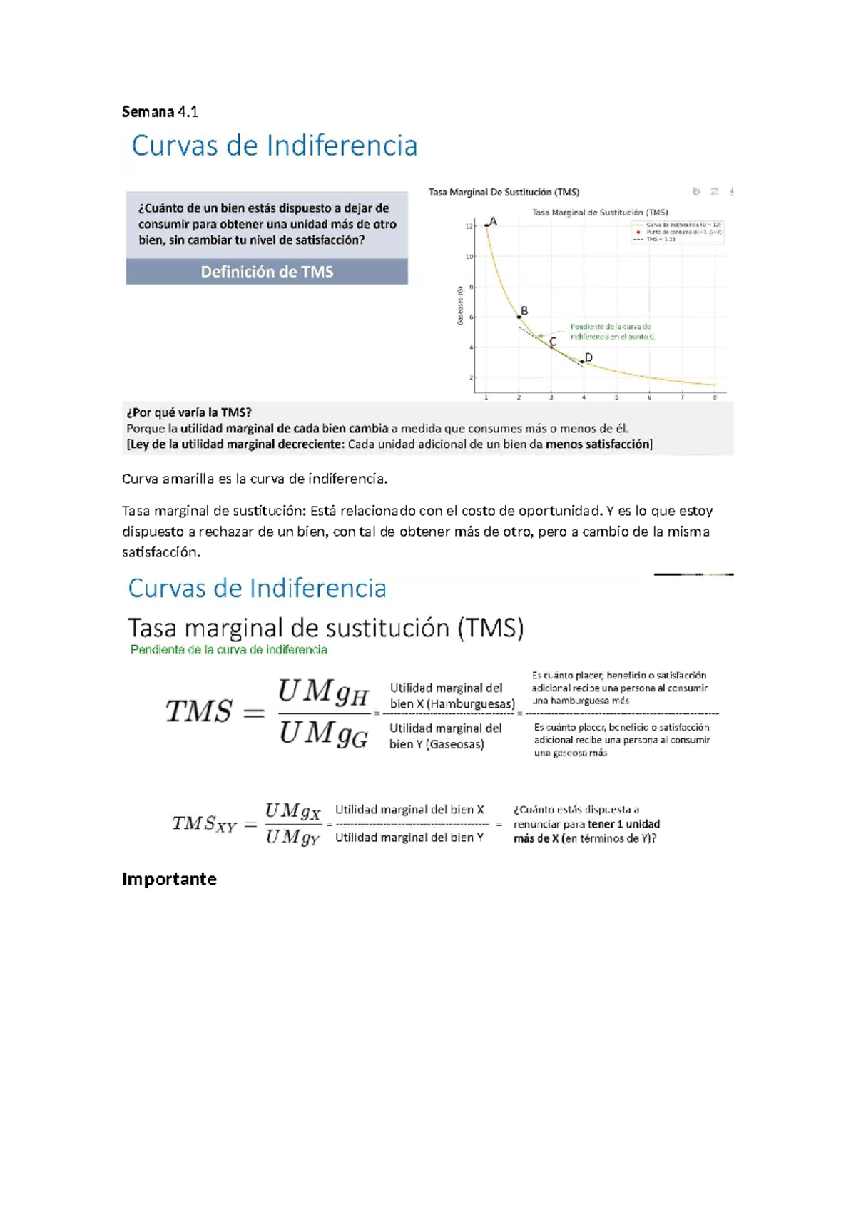 Apuntes 4: Curvas de Indiferencia y Tasa Marginal de Sustitución - Studocu