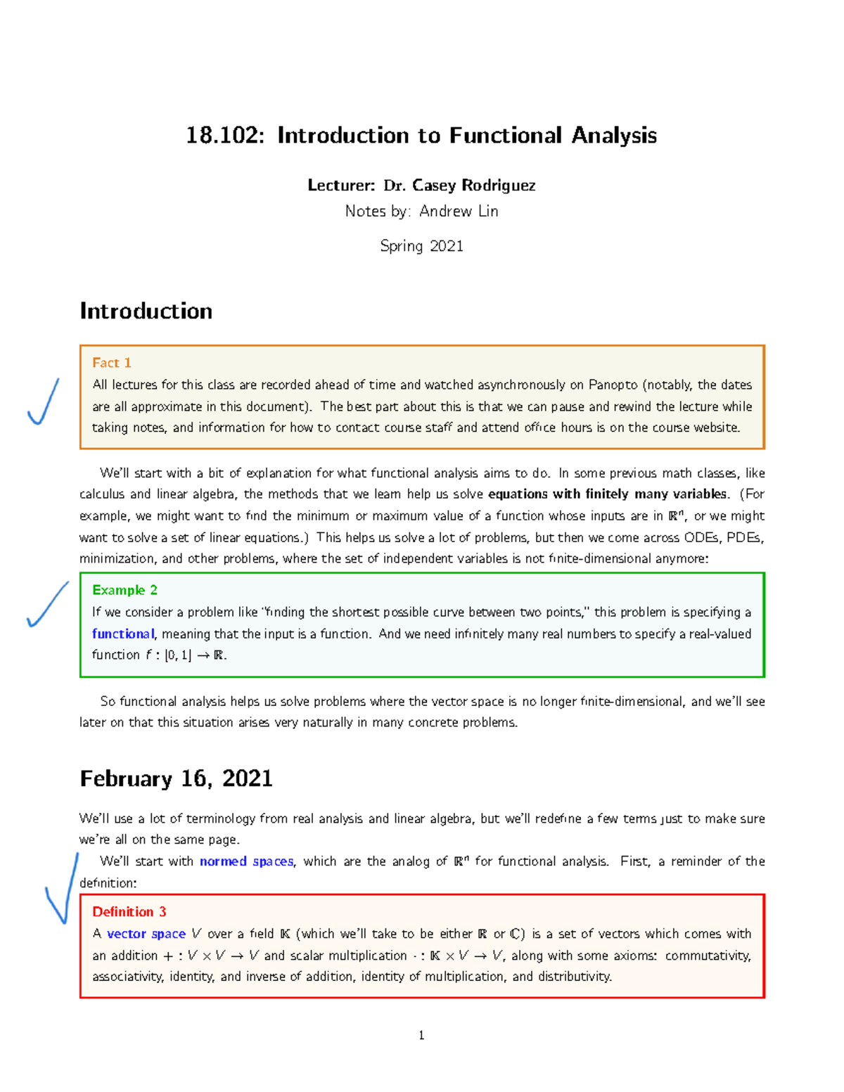 18.102: Spring 2021 Lecture Notes on Functional Analysis - Studocu