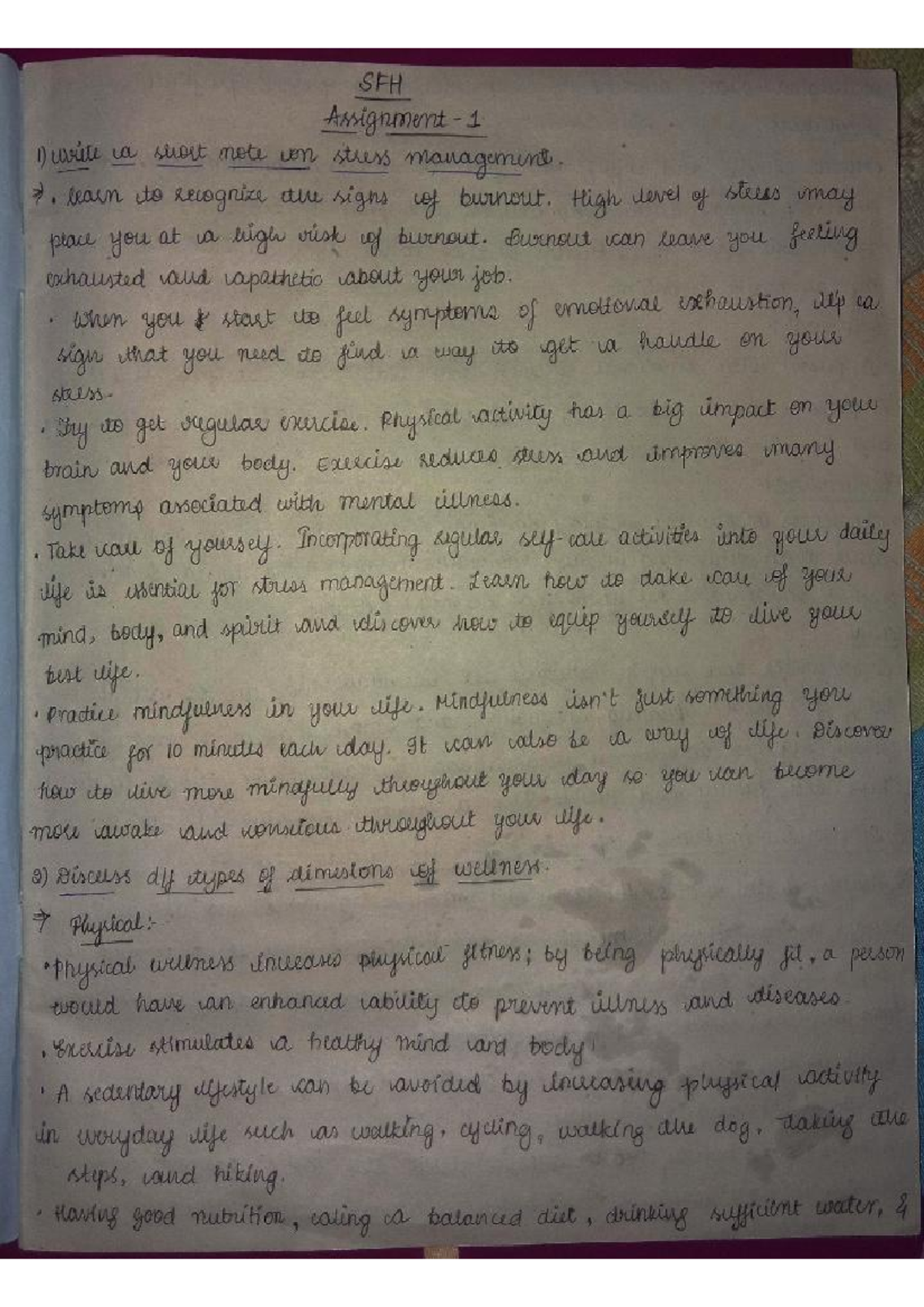 Sfh Compressed Low - SFH 1) write a short note un stress management ...