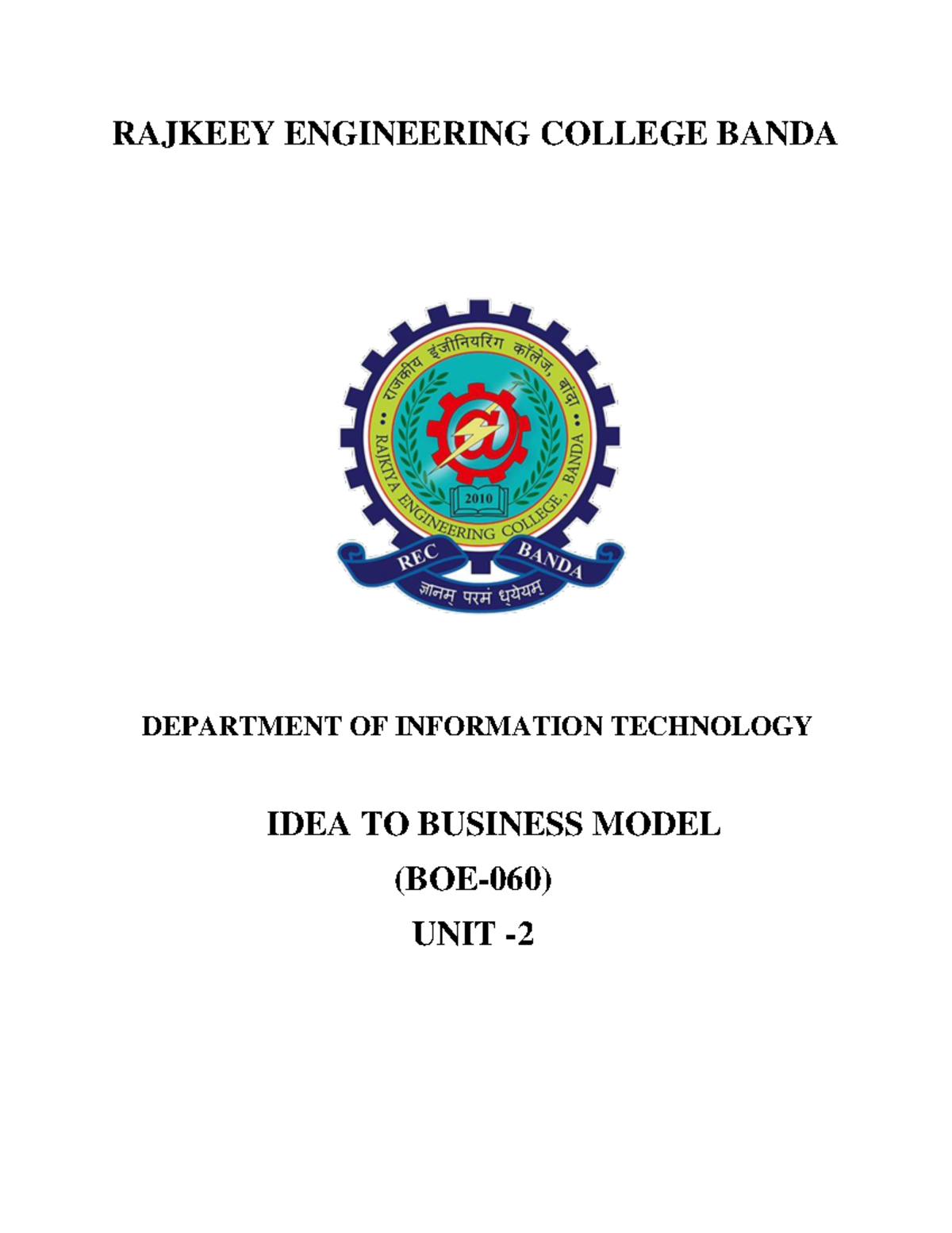 Unit 2: Introduction to Entrepreneurship (BOE 060) Notes - Studocu