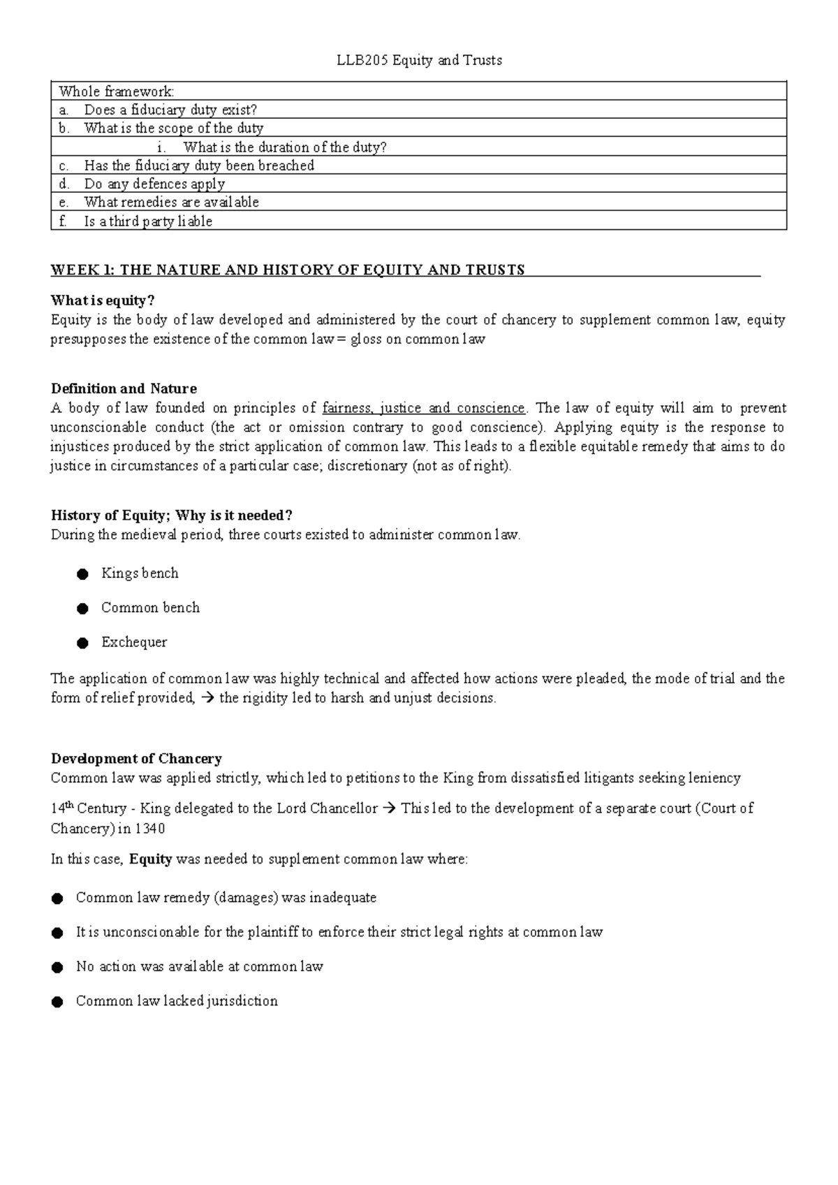 LLB205 Equity and Trusts FINAL EXAM Notes: Concepts and Frameworks ...