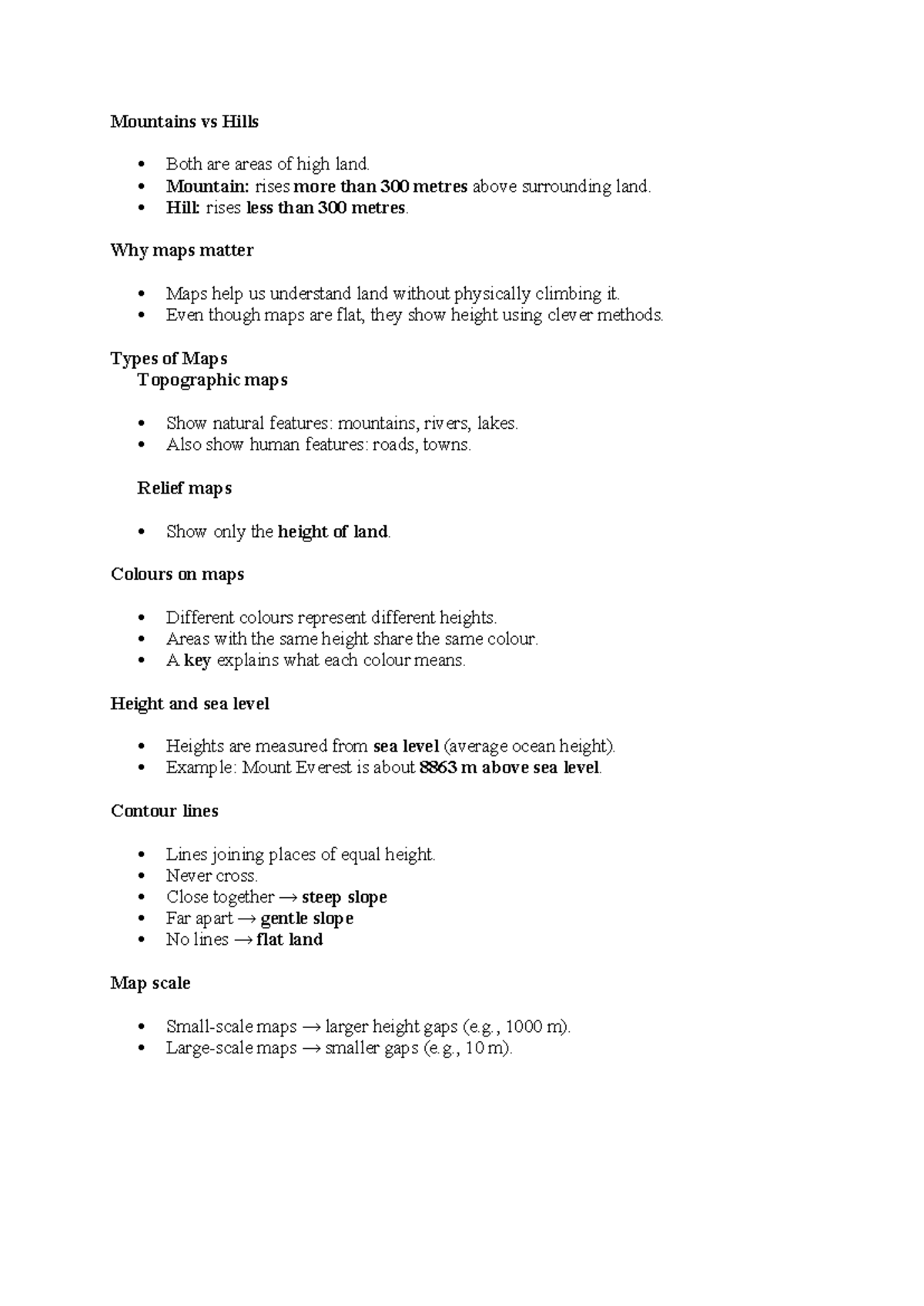 Mountains vs Hills: Understanding Landforms and Maps - Studocu