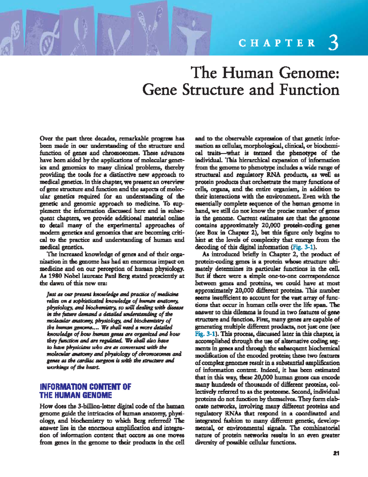 Thompson & Thompson Genetics (Class 3) - CHAPTER 3 The Human Genome ...