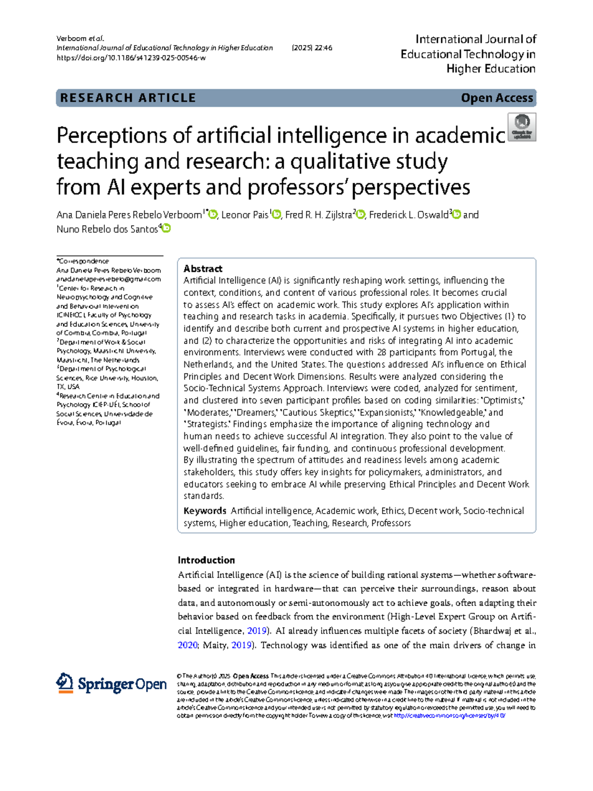 Perceptions of AI in Academia: Insights from Experts (S41239) - Studocu