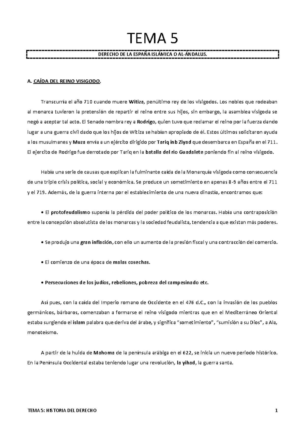 Tema 5 - Apuntes de Historia del derecho con el profesor Vallejo - TEMA ...