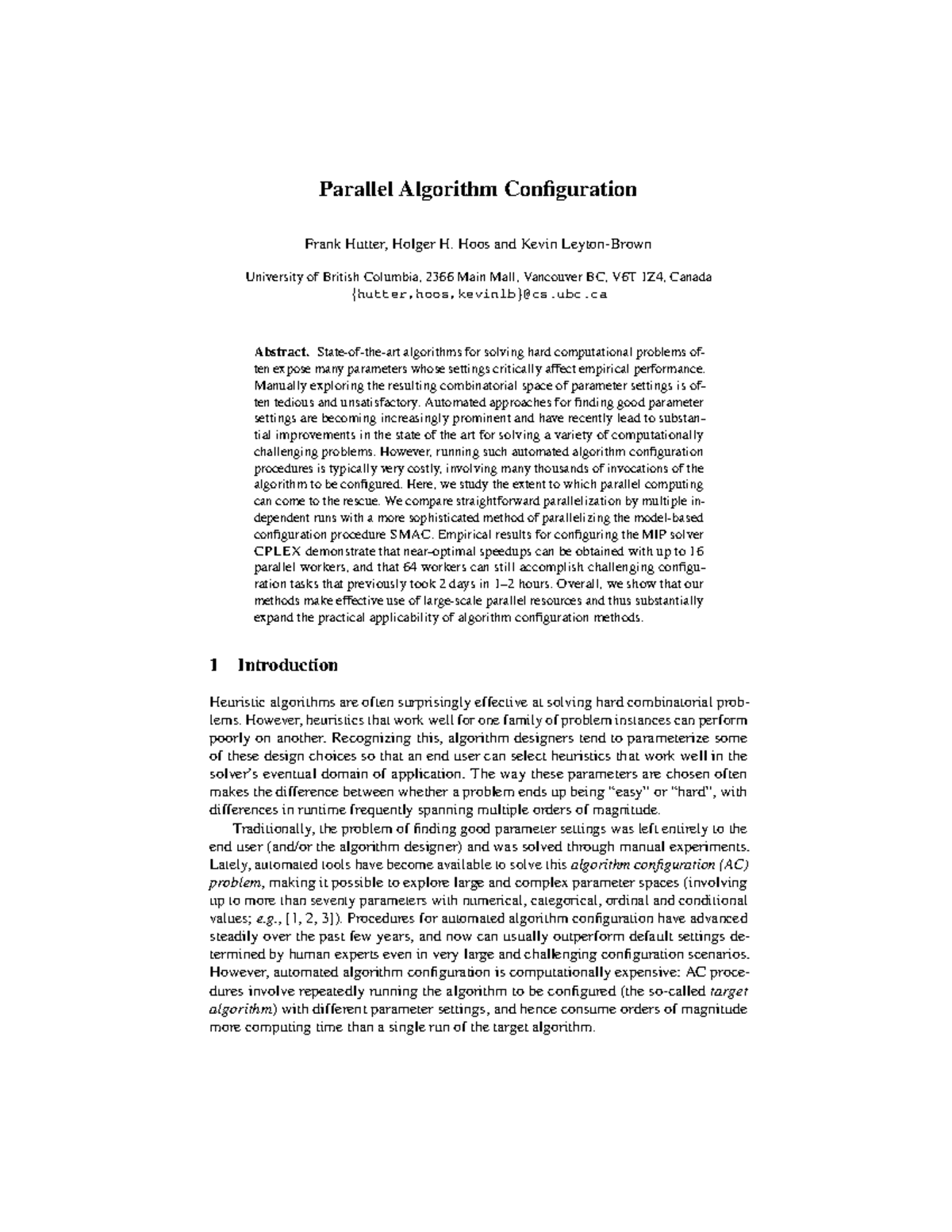 Optimizing Parallel Algorithm Configuration for Efficient Performance ...