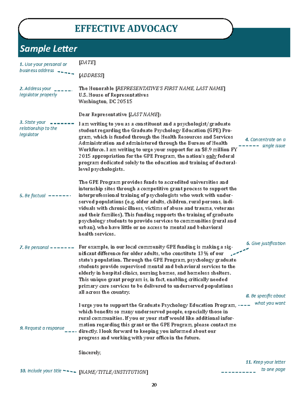 EFFECTIVE ADVOCACY: Sample Legislative Letter for GPE Program - Studocu