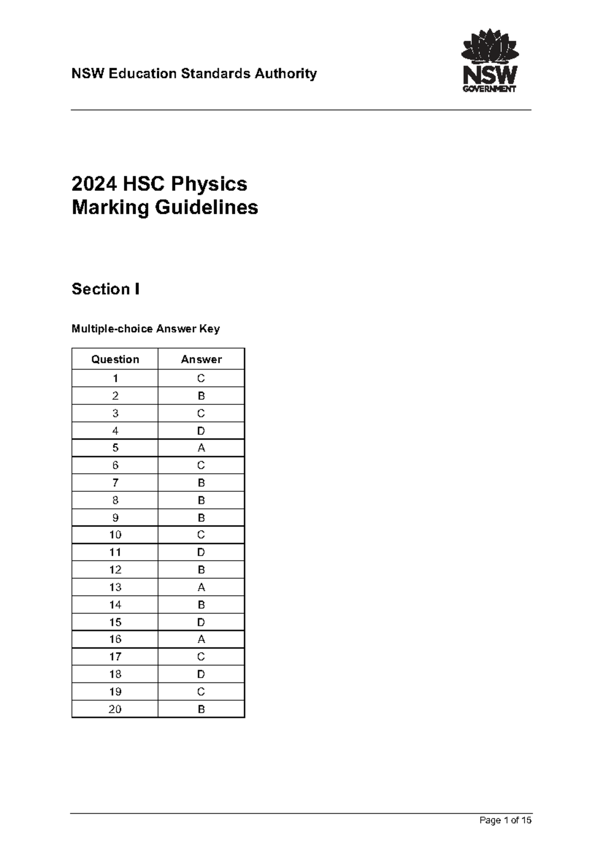 HSC Physics 2024 - Comprehensive Marking Guidelines and Answer Key ...
