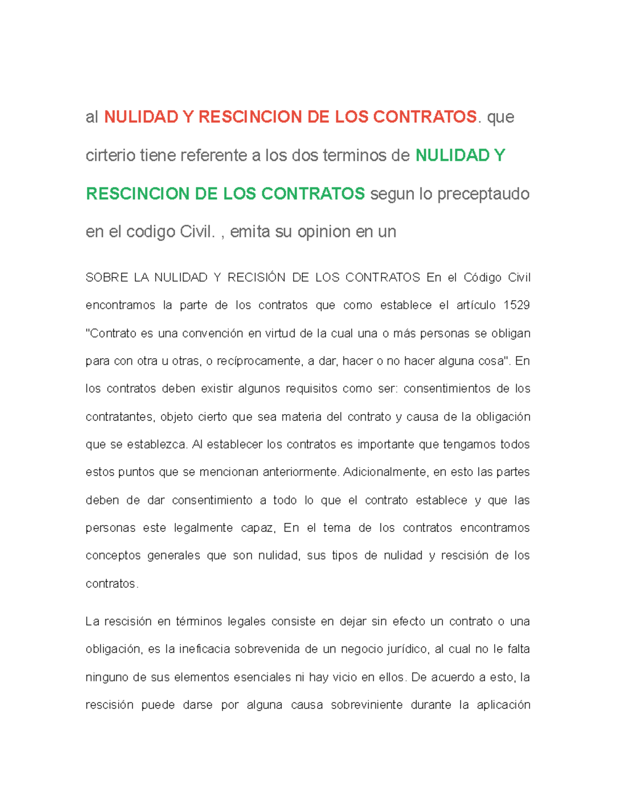Civil V - Nulidad y Rescisión de Contratos en el Código Civil - Studocu, image size:1200x1553