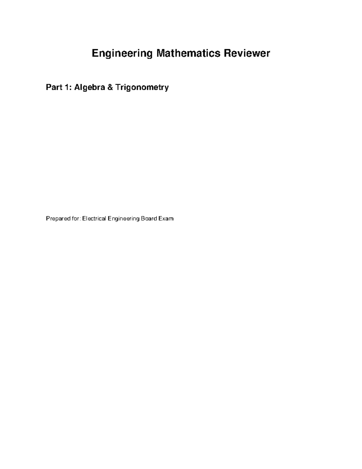Engineering Math Reviewer Part 1: Algebra & Trigonometry for EE Exam ...