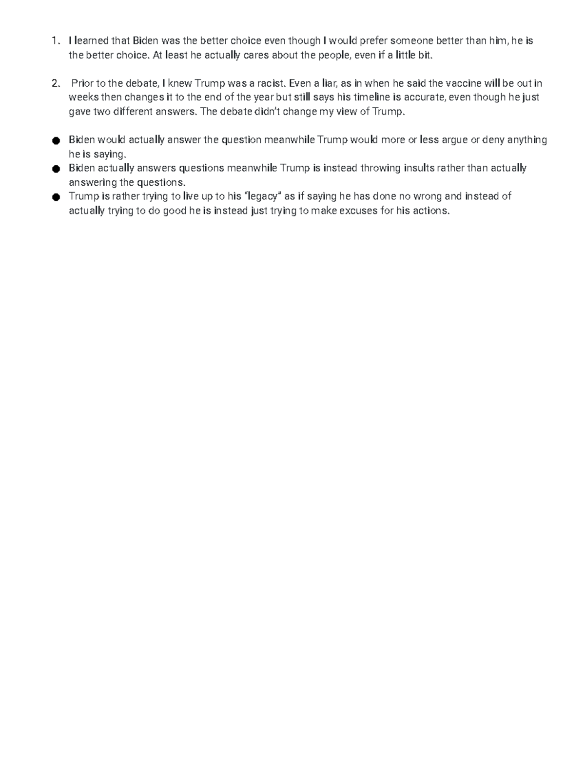 POLS 101: Analysis of the Presidential Debate Performance - Studocu