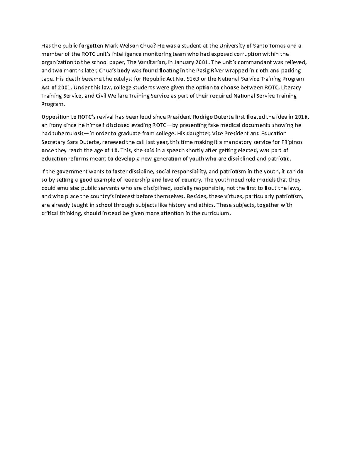 B-23 - The Legacy of Mark Welson Chua and ROTC Reforms in the ...