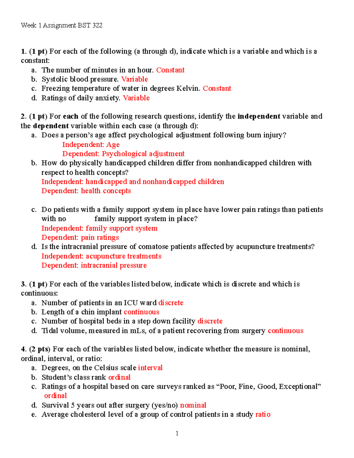 WEEK 1 Assignment - 1. ( 1 pt) For each of the following (a through d ...