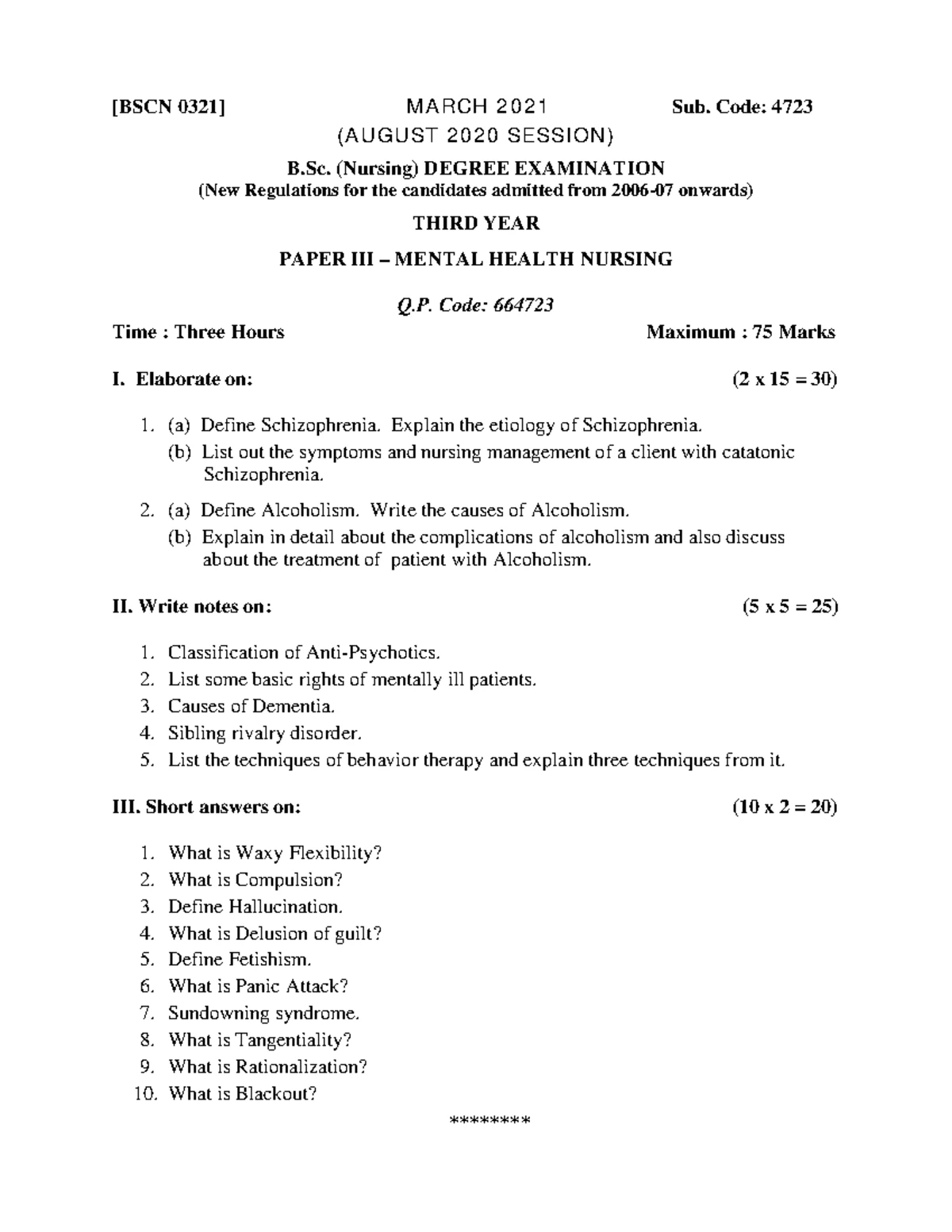 664763 KU - Question paper - February 2009 [KU 814] Sub. Code: 4763 B ...