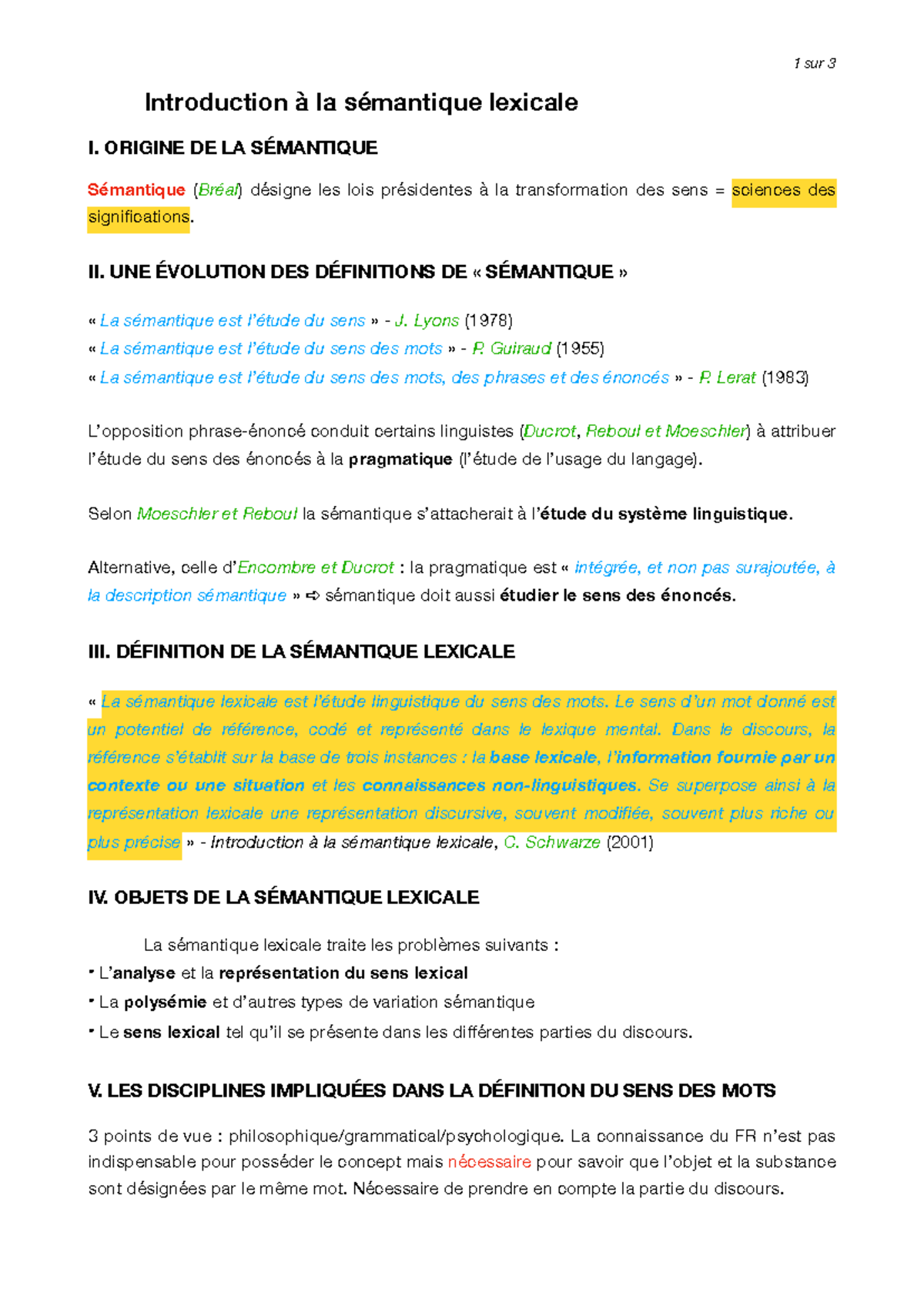 SÉMANTIQUE DESCRIPTIVE P. Lerat