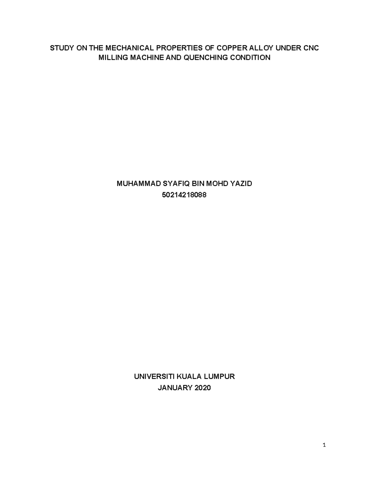 Study on Mechanical Properties of Copper Alloy with CNC Machining (ETM ...