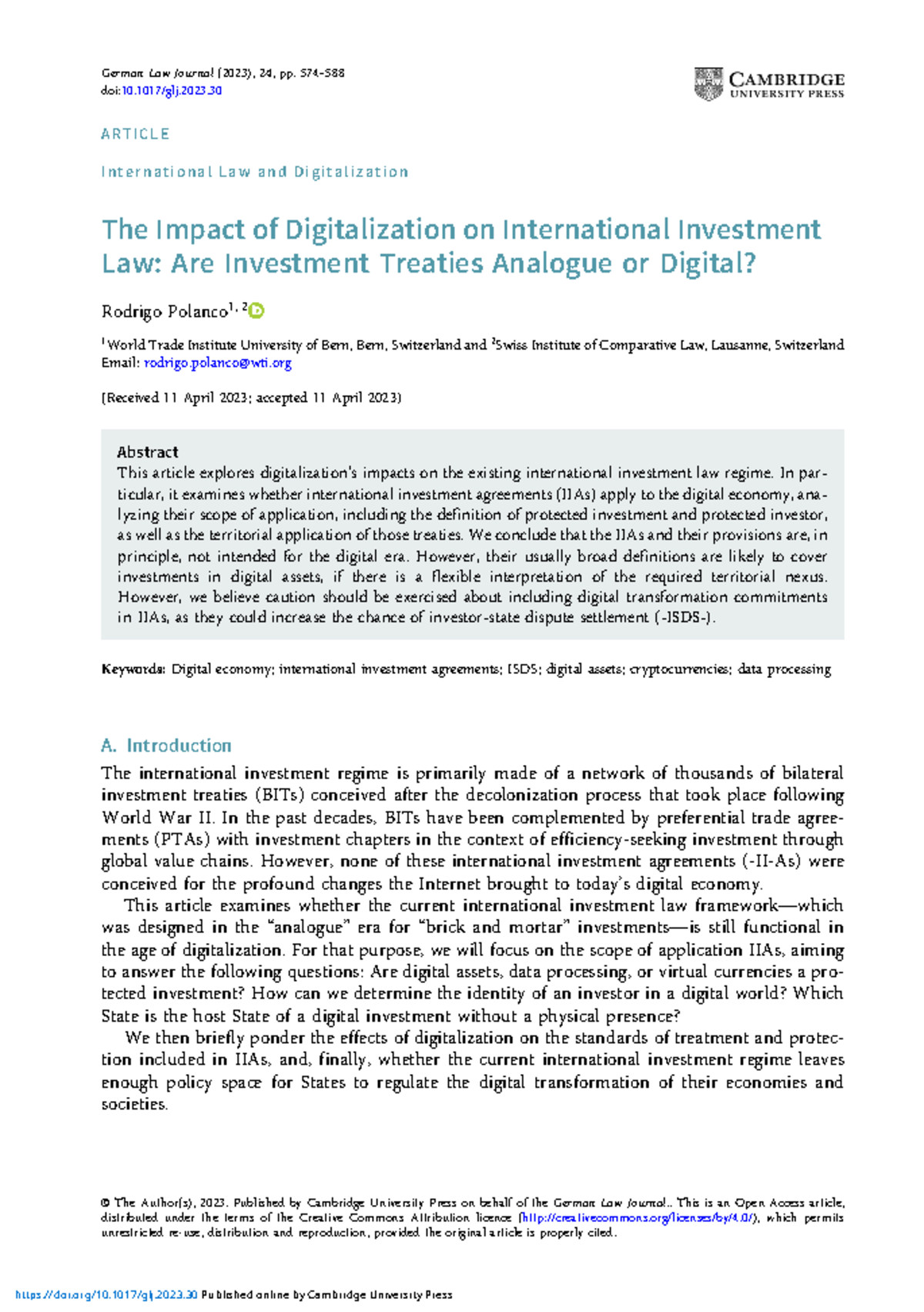 Digitalization's Effects on Int'l Investment Law: Analogue vs. Digital ...