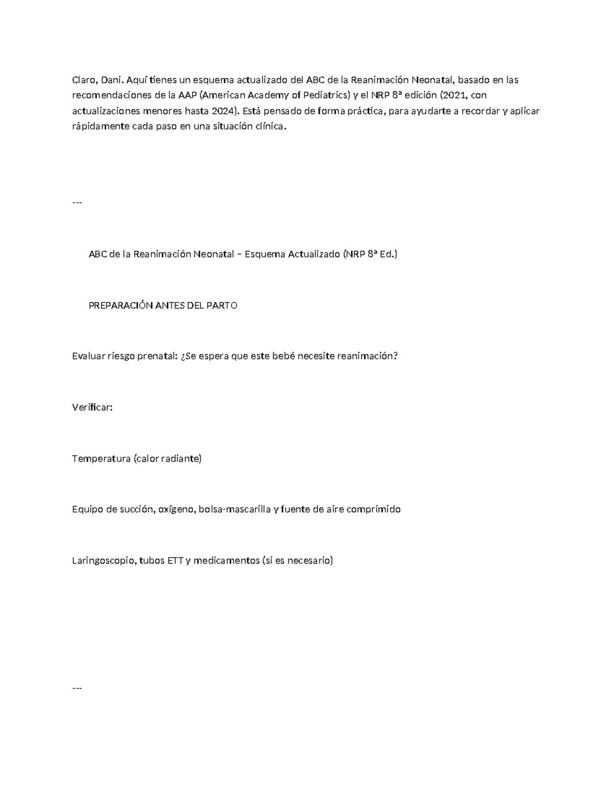 Esquema Actualizado del ABC de la Reanimación Neonatal (NRP 8ª Ed ...