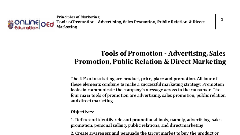 Week 014 Module: Tools of Promotion - Advertising, Sales Promotion, PR ...