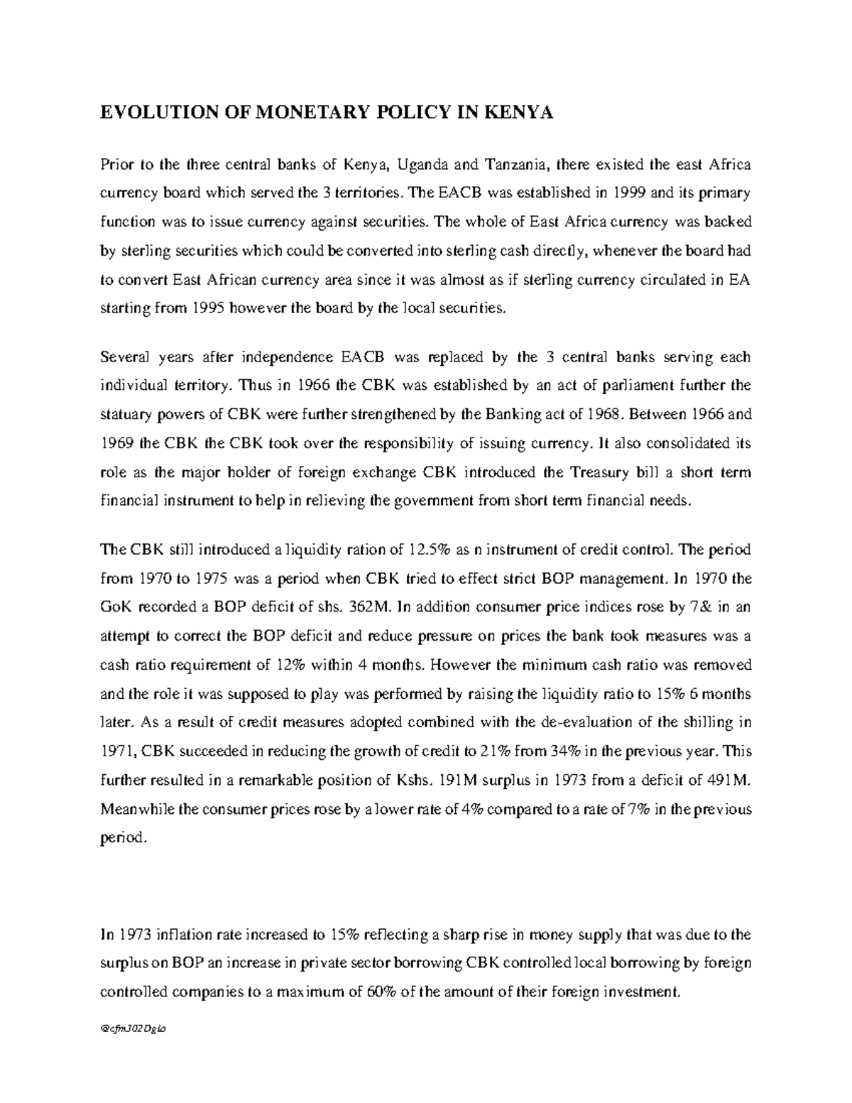 Evolution of Monetary Policy and Instruments in Kenya (MGT 302) - Studocu