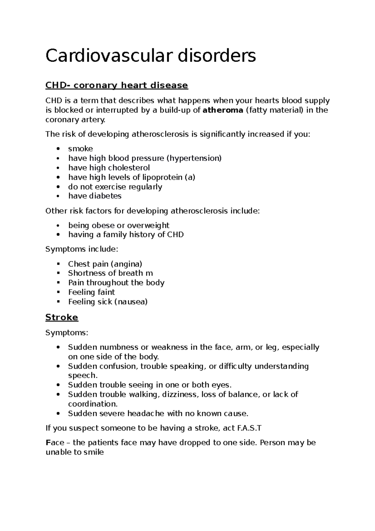 Cardiovascular Disorders Overview: CHD, Stroke, Anaemia & Hypertension ...