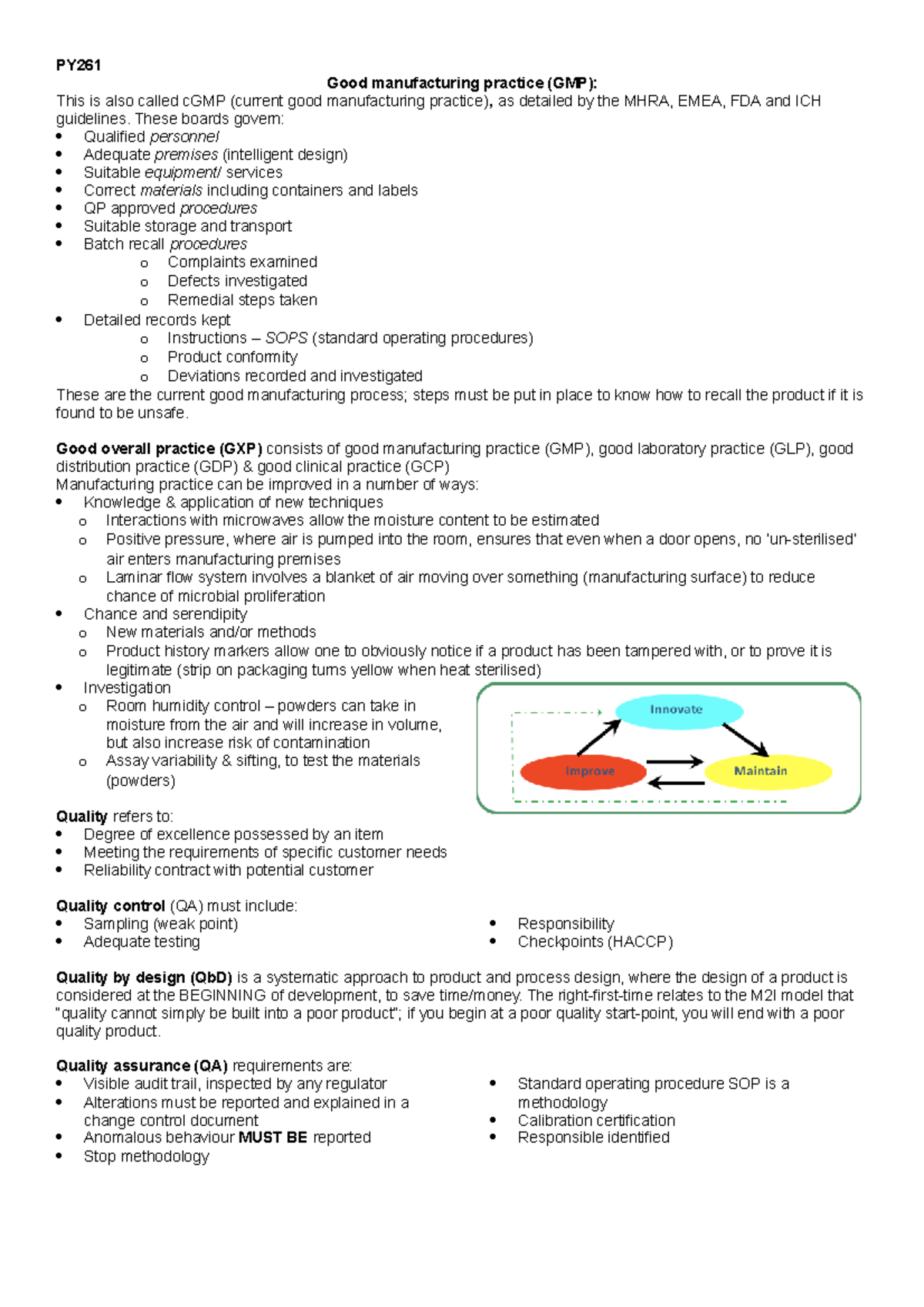 GMP & GXP: Key Principles in Pharmaceutical Manufacturing Process - Studocu