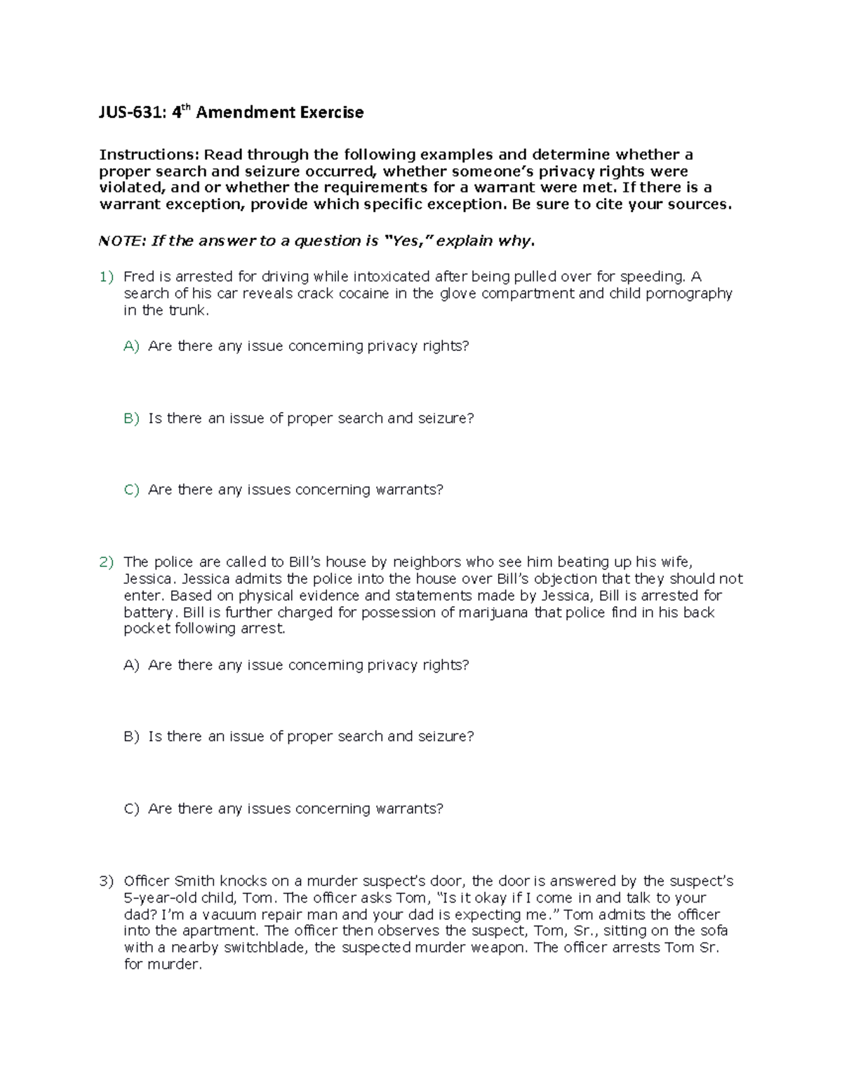 JUS-631: Analyzing Search and Seizure Issues Under the 4th Amendment ...