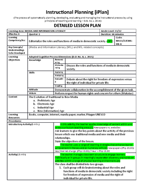 MILQ1 LC1 - MIL - Instructional Planning [iPlan] (The process of ...