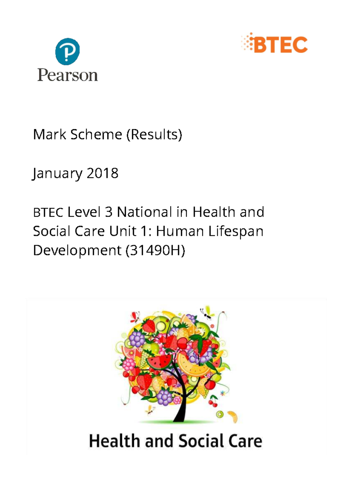 Unit 1: Human Lifespan Development Mark Scheme (BTEC Level 3 HSC) - Studocu