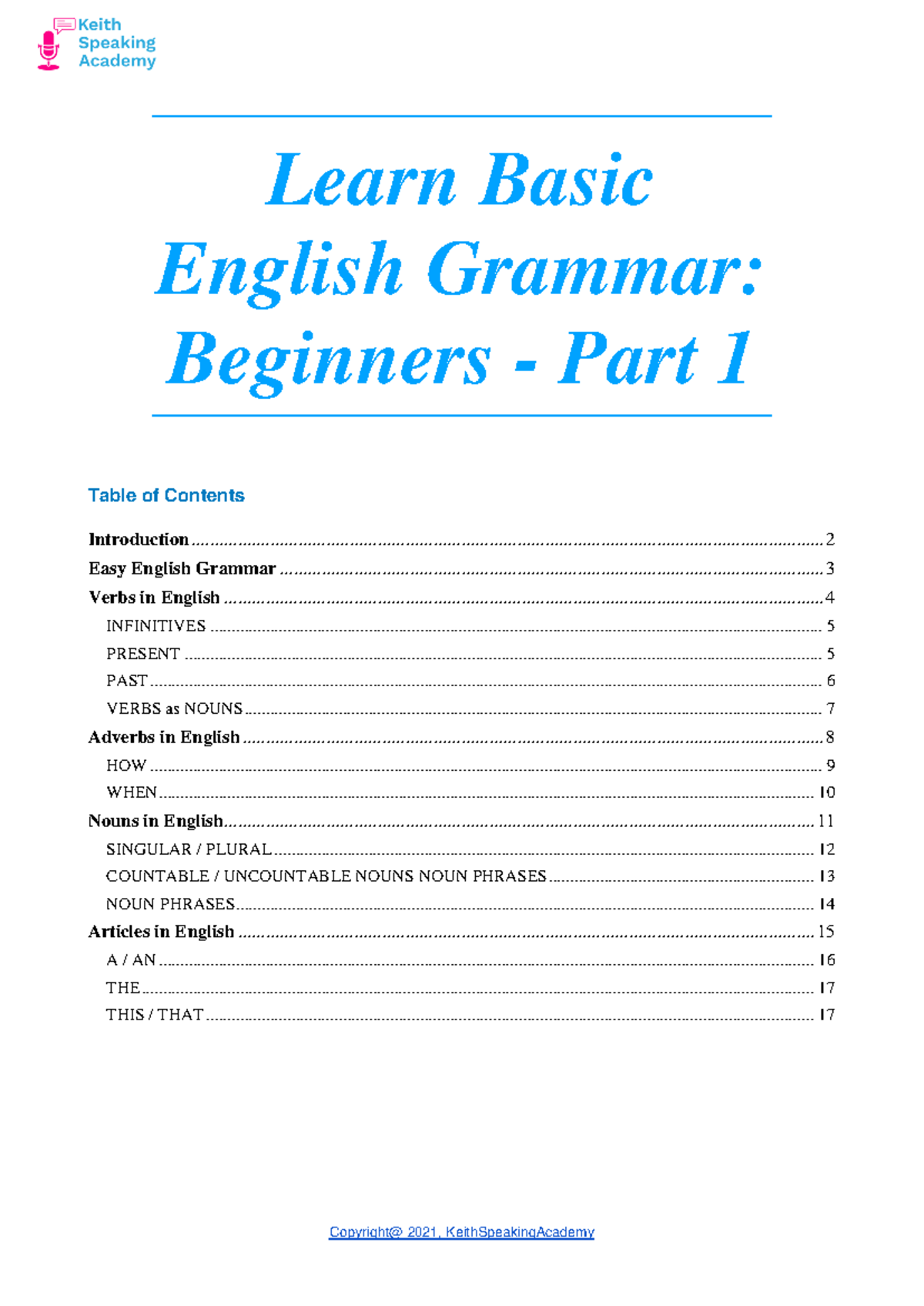 Basic English Grammar - Overview & Concepts (Part 1) - Studocu