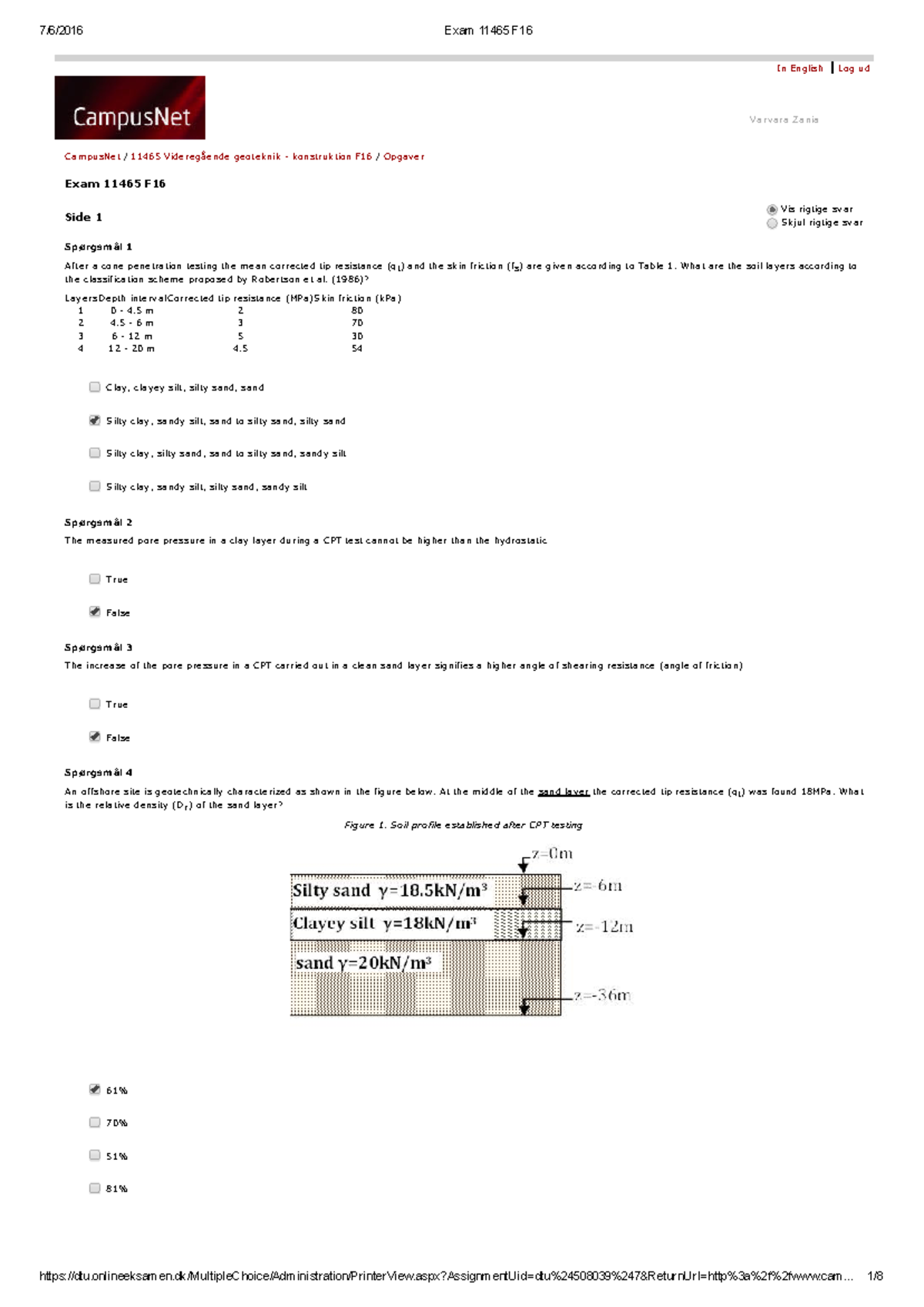 Exam 11465 F16 - Solutions for Geotechnical Engineering Questions - Studocu