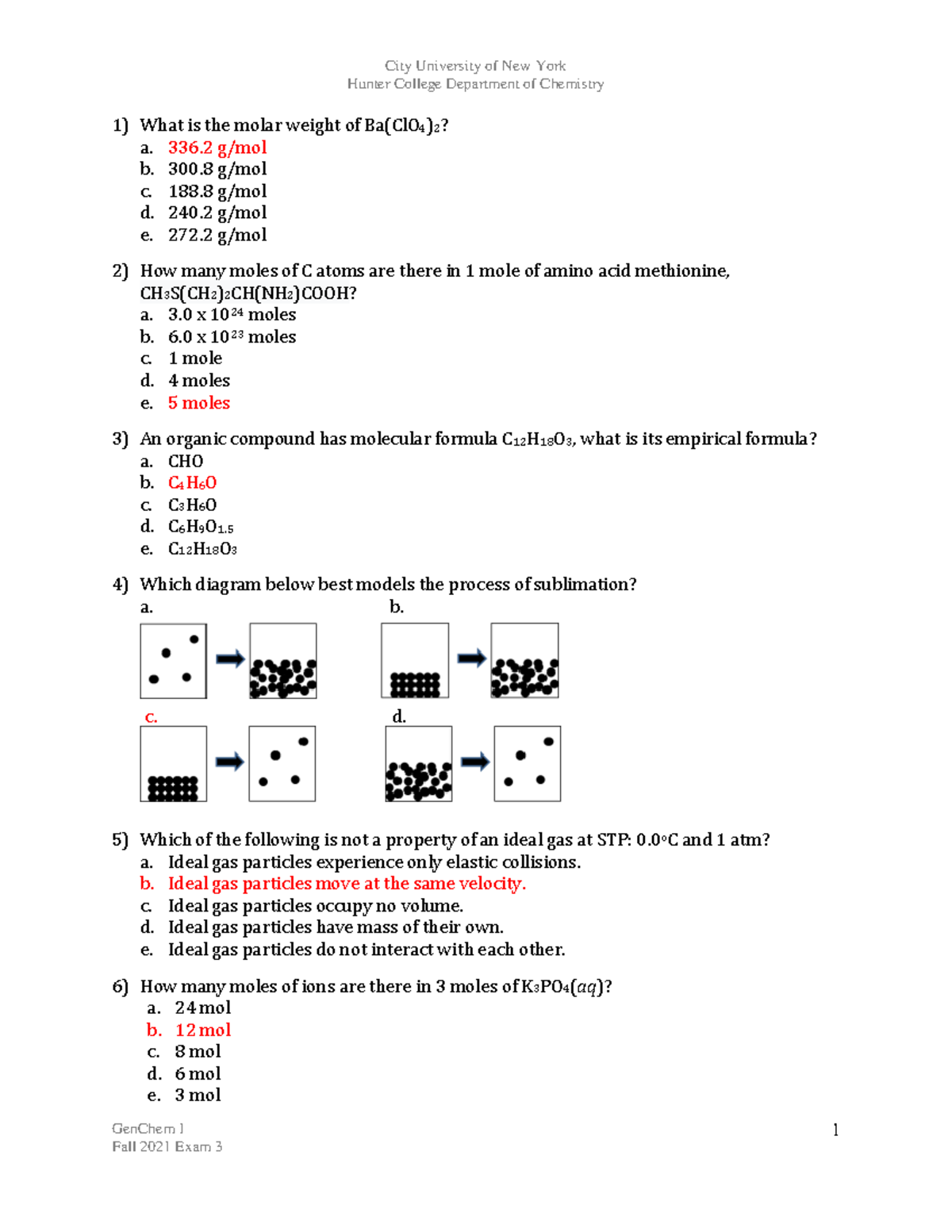 General Chemistry 1 Exam 3 Solutions Key and Review Notes - Studocu