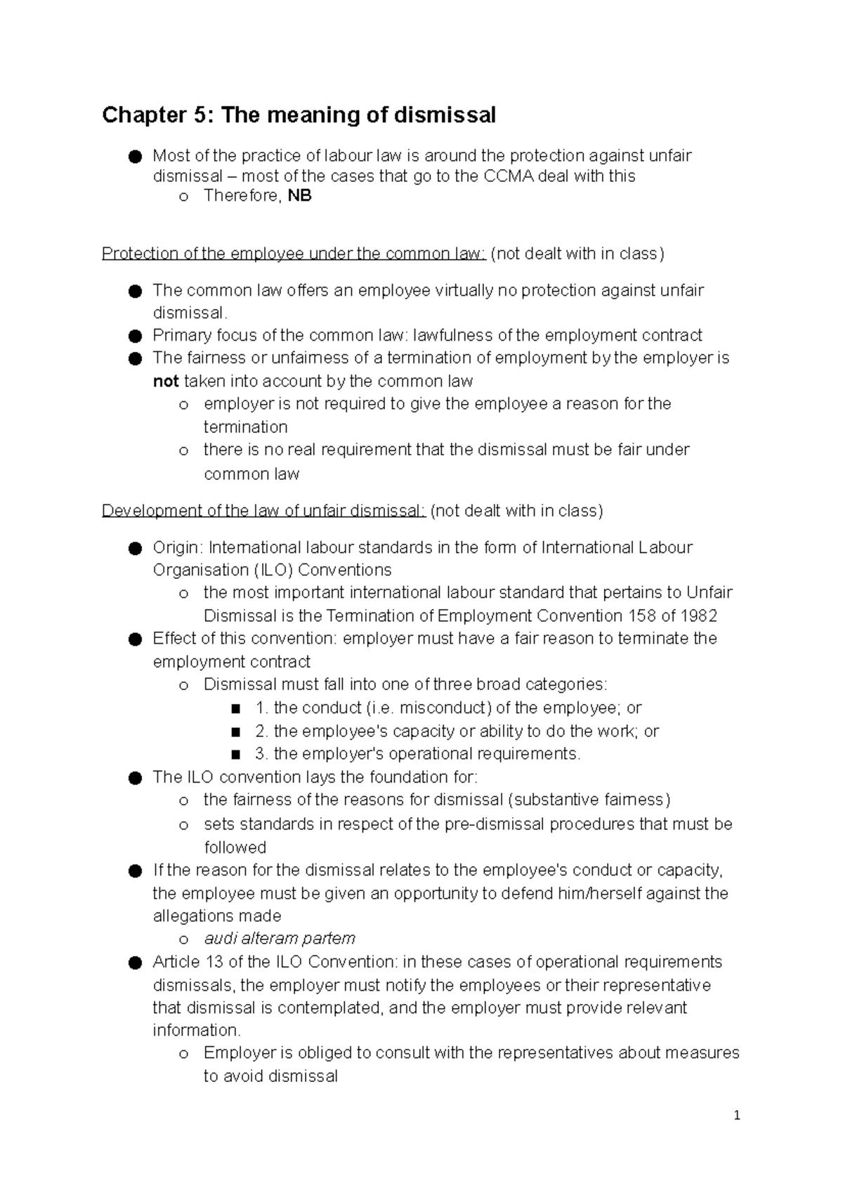 Unfair Dismissals and Labour Practices: LRA S185 & S186 Overview - Studocu