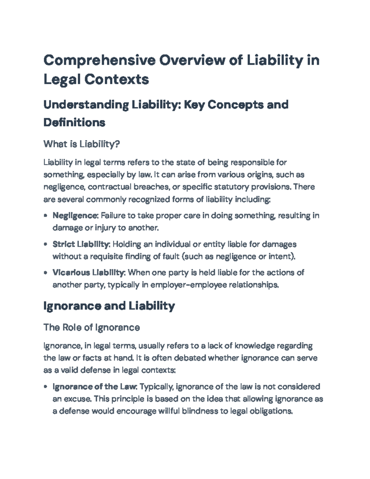 Understanding Liability: Key Concepts, Definitions, and Legal ...